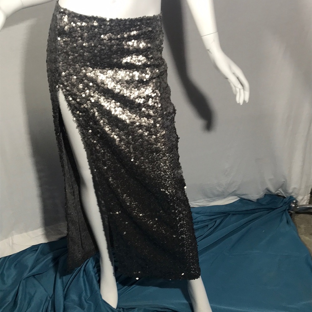 Blue Life By Planet Blue - Silver Slit Skirt